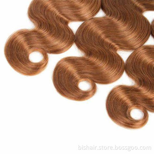 BIS Ombre Body Wave Bundles With Closure 1B30 Honey Blonde Bundles With Brazilian Human Hair 4x4 Transparent lace Closure